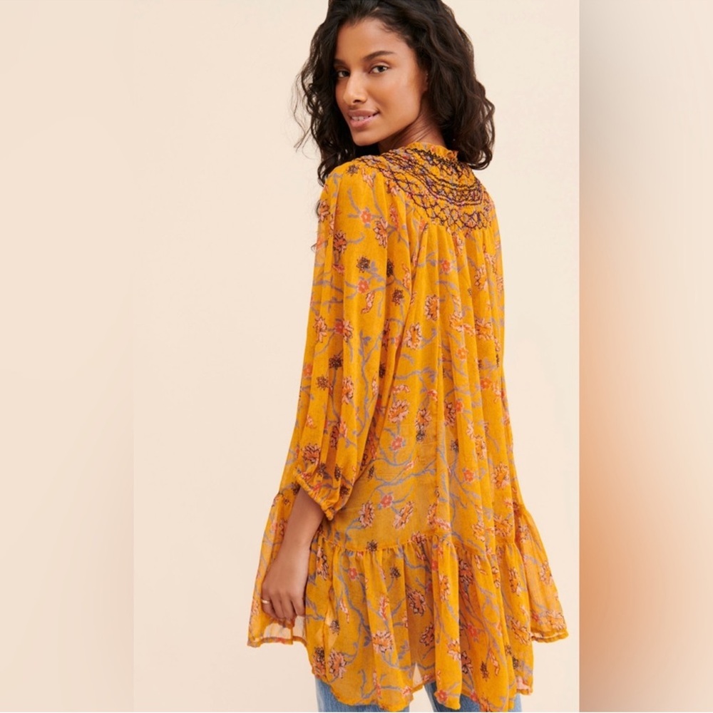 FREE PEOPLE mustard KEEPING UP WITH KARA tunic sz large - Picture 8 of 15